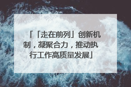 「走在前列」创新机制，凝聚合力，推动执行工作高质量发展